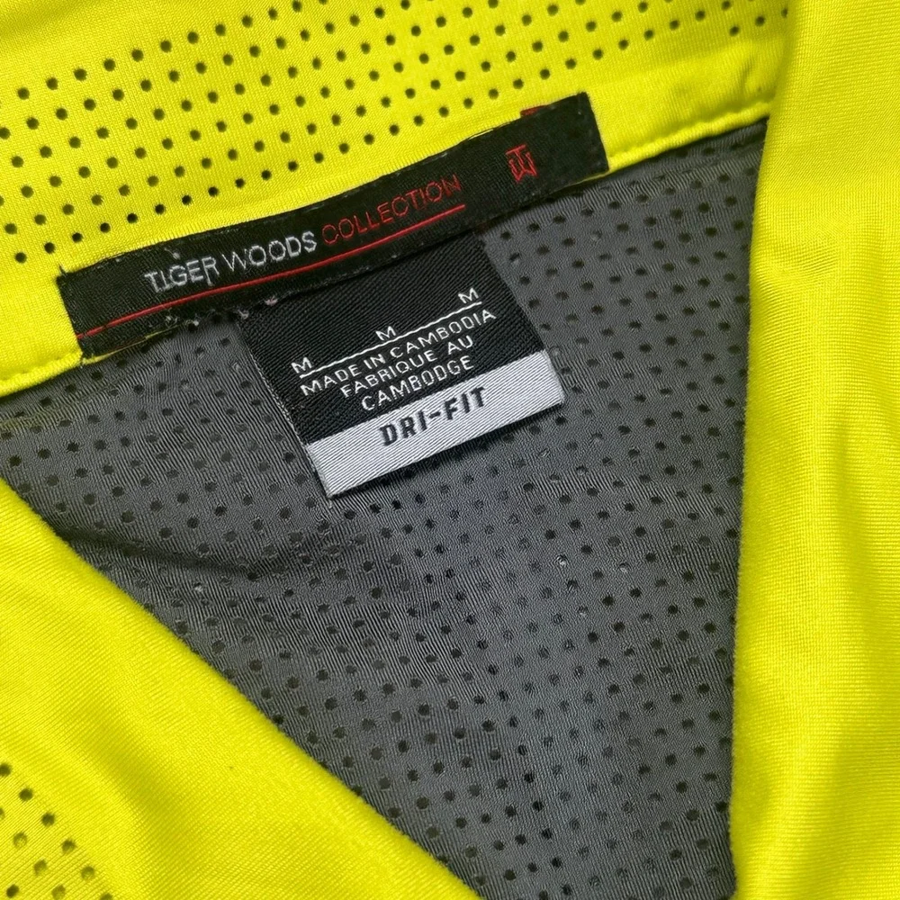 Nike‎ Tiger Woods Collection Dri FIT Golf Polo Shirt Men's Medium Green Yellow